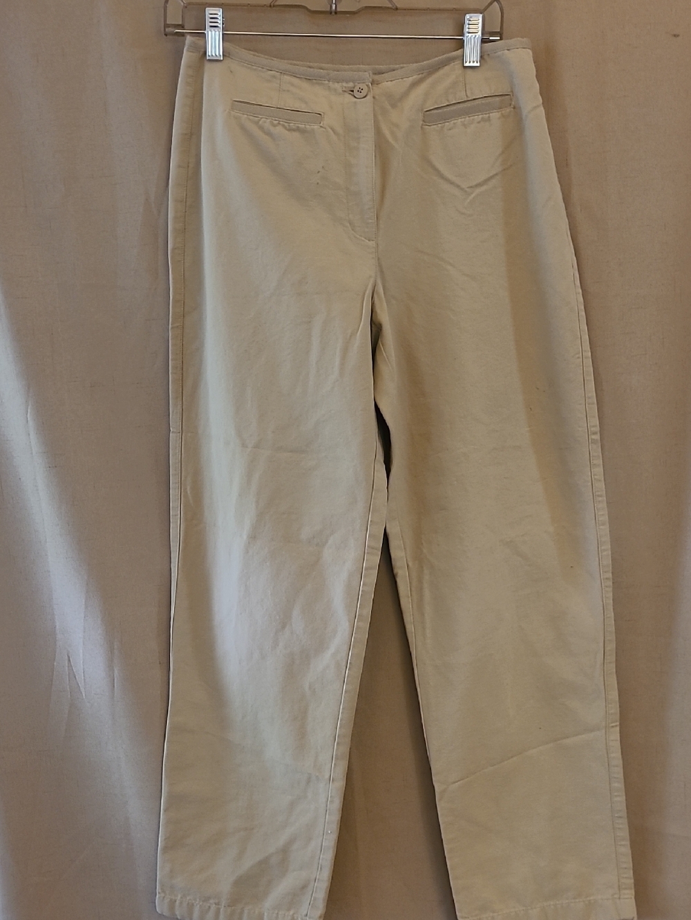 Ann Taylor Cream Straight Leg Cotton Trousers